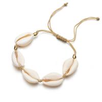 Shell Woven Ball Bracelet with Cotton Cord plated adjustable & for woman Sold By Strand