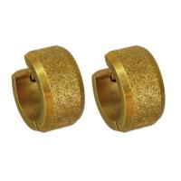Huggie هوب القرط, الفولاذ المقاوم للصدأ, لون الذهب مطلي, مجوهرات الموضة & للمرأة & متجمد, 7x12.50mm, 12أزواج/الكثير, تباع بواسطة الكثير