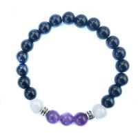 Black Agate Bracelets with Gemstone plated fashion jewelry & Unisex black 8mm Sold Per 7.4 Inch Strand