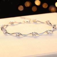 Cubic Zirconia Micro Pave Sterling Silver Bracelet 925 Sterling Silver platinum plated micro pave cubic zirconia & for woman 4mm Sold Per Approx 7.6 Inch Strand