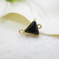 Cubic Zirconia Brass Pendants with Cubic Zirconia Triangle real gold plated DIY & micro pave cubic zirconia nickel lead & cadmium free 8*11mm Approx 1mm Sold By Lot