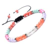 ​Amazonite​ Woven Ball Bracelets with Gemstone plated Unisex & adjustable multi-colored Sold Per 7.4 Inch Strand