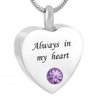 Titanium Steel Cinerary Casket Pendant Heart silver color plated with letter pattern Sold By PC