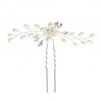 Hair Pins Iron with Crystal & Plastic Pearl plated fashion jewelry & for woman nickel lead & cadmium free Sold By PC