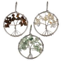 Brass Jewelry Pendants with Gemstone silver color plated nickel lead & cadmium free Approx Sold By PC