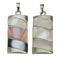 Brass Jewelry Pendants with Black Shell & Pink Shell & White Shell silver color plated nickel lead & cadmium free Approx Sold By PC
