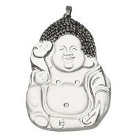Rhinestone Clay Pave Pendant with Glass & Brass Buddha silver color plated Approx Sold By PC