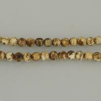 Drvena Agate Perla, Krug, prirodni & različite veličine za izbor & mat, Rupa:Približno 1-1.2mm, Dužina Približno 15 inčni, 5pramenovi/Lot, Prodano By Lot