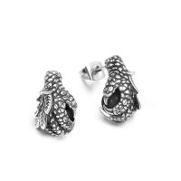 Titanium Steel Stud Earring with Cubic Zirconia Claw punk style & Unisex 15.2mmx10.8mm Sold By Pair