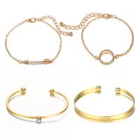 Zinc Alloy Bracelet Set cuff bangle & bracelet plated 4 pieces & fashion jewelry & for woman & with rhinestone nickel lead & cadmium free Sold By Set
