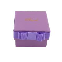 Kartono dėžutė žiedas, Kartonas, su Kempinė & Welwet, su kaspinu bowknot apdaila, purpurinis, 67x67x45mm, Pardavė PC