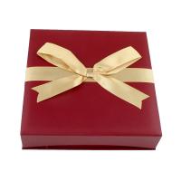 Pap halskæde kasse, med Sponge & Velveteen, med bånd bowknot dekoration, flere farver til valg, 193x193x44mm, Solgt af PC