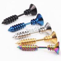 Stainless Steel Ear Piercing Jewelry plated fashion jewelry & hypo allergic & Unisex mixed colors Sold By Lot