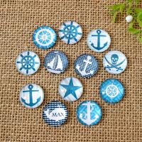 Glass Cabochons with Paper ocean design & time gem jewelry & flat back mixed colors Sold By Bag
