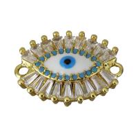 Brass Connector real gold plated evil eye pattern & with cubic zirconia & 1/1 loop nickel lead & cadmium free Approx 1.5mm Sold By PC