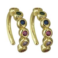 Brass Earring Clip real gold plated micro pave cubic zirconia & for woman nickel lead & cadmium free 1.5mm Sold By Pair