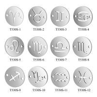 Stainless Steel Constellation Pendant 12 Signs of the Zodiac platinum color plated Sold By Lot