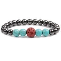 Hematite Bracelet with turquoise & Lava plated fashion jewelry & Unisex Sold By Strand