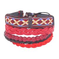 Cotton Thread Bracelet with Waxed Cotton Cord & Garnet Bohemian style & Unisex 35mm Length Approx 7-11.8 Inch Sold By Set