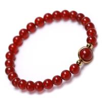 Red Agate Bracelets with Gemstone Twist & Unisex 6mm 8mm Length Approx 6.8 Inch Sold By Lot