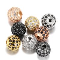 Zircon Micro Pave laiton European Perles, Rond, Placage, pavé de micro zircon, plus de couleurs à choisir, protéger l'environnement, sans nickel, plomb et cadmium, 5.8x6mm, Trou:Environ 1.5mm, 3PC/lot, Vendu par lot