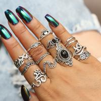 Zinc Alloy Ring Set finger ring plated 13 pieces & for woman silver color nickel lead & cadmium free Sold By Set