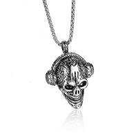 Přívěsky lebka z nerezové oceli, Nerez, pomazání, módní šperky & Halloween Šperky dárek, 45X32MM, Prodáno By PC