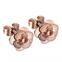 Stainless Steel Stud Earrings Flower plated fashion jewelry & for woman 10mm Sold By Pair