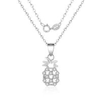 Cubic Zircon Micro Pave 925 Sterling Silver Necklace Brass Pineapple plated oval chain & micro pave cubic zirconia & for woman & hollow Sold Per Approx 15.75 Inch Strand
