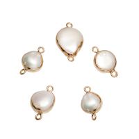 Freshwater Pearl Connector with Brass gold color plated 1/1 loop white - Approx 1.8mm Sold By Bag