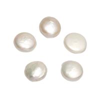 Cultured No Hole Freshwater Pearl Beads Flat Round natural white Sold By Bag