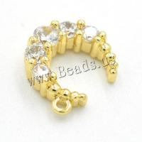 Rhinestone Brass Pendants Moon real gold plated DIY & with rhinestone nickel lead & cadmium free 12mm Approx Sold By Lot