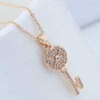 Cubic Zircon Micro Pave Brass Necklace Key plated micro pave cubic zirconia & for woman nickel lead & cadmium free Sold By Strand