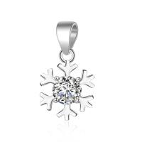 925 Sterling Silver Pendant Brass Snowflake silver color plated with cubic zirconia Sold By Lot