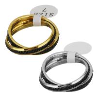 Strass roestvrij staal vinger ring, met strass klei pave, plated, verschillende grootte voor keus & voor vrouw, meer kleuren voor de keuze, 3.50mm, Verkocht door PC