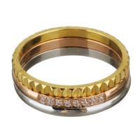حجر الراين خاتم الإصبع الفولاذ المقاوم للصدأ, مطلي, حجم مختلفة للاختيار & للمرأة & مع حجر الراين, 6mm, تباع بواسطة PC