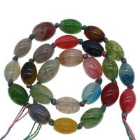 Naturlig Drage Veins Agate perler, flerfarvede, 13x18mm/11x15mm, Hole:Ca. 2mm, Ca. 24pc'er/Strand, Solgt af Strand