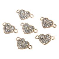 Heart Zinc Alloy Connector plated with rhinestone & 1/1 loop golden nickel lead & cadmium free 19*11mm Sold By Bag
