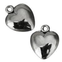 Pingentes de coração de bronze, cobre, prateado, níquel, chumbo e cádmio livre, 11x13.50x4.50mm, Buraco:Aprox 1.5mm, 50PCs/Lot, vendido por Lot