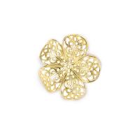 Brass Bead Cap Flower gold color plated DIY & hollow nickel lead & cadmium free Sold By Lot