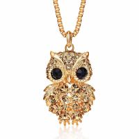 Zinc Alloy Sweater Chain Necklace with Czech Rhinestone Owl plated box chain & for woman Sold Per Approx 28.3 Inch Strand