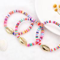 Polymer Clay Bracelet with Shell plated fashion jewelry & Unisex multi-colored nickel lead & cadmium free Sold By Bag