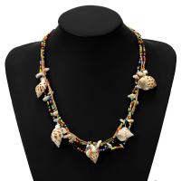 قذيفة القلائد, مع Seedbead & سبائك الزنك, مطلي, مجوهرات الموضة & للمرأة, متعددة الألوان, تباع بواسطة حبلا