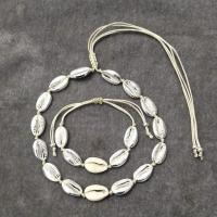 Shell Jewelry Sets with Nylon Cord Adjustable & fashion jewelry & for woman 35-50CM uff0c10-24CM Sold By Set