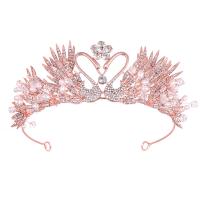Bridal Tiaras Zinc Alloy with ABS Plastic Pearl rose gold color plated for woman & with rhinestone nickel lead & cadmium free Sold By PC