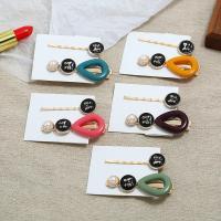 Hair Slide Zinc Alloy with Resin & Plastic Pearl plated 2 pieces & fashion jewelry & for woman nickel lead & cadmium free Sold By Set