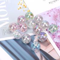 Transparent Acrylic Beads Round plated fashion jewelry & DIY mixed colors 20mm Sold By Bag