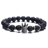 Zinc Alloy Bracelet with Lava Crown gun black plated Unisex & with rhinestone nickel lead & cadmium free Length Approx 7.17 Inch Sold By Lot