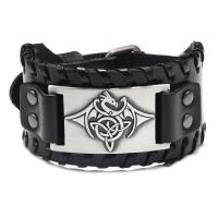 Zinc Alloy Bracelet with Faux Leather plated Adjustable & for man nickel lead & cadmium free Sold By PC
