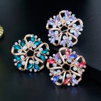 Brass Brooch plated for woman & with rhinestone nickel lead & cadmium free 45*47mm Sold By PC